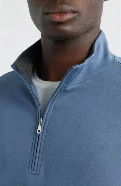 Scott Barber Pima Cotton Interlock Quarter Zip Pullover In Blue