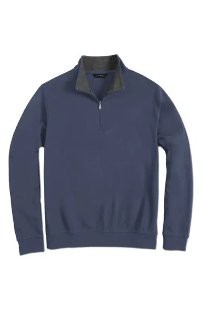 Scott Barber Pima Cotton Interlock Quarter Zip Pullover In Blue