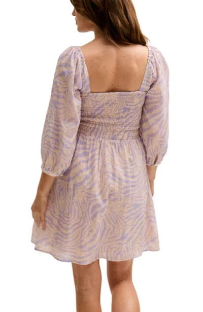 Lily And Lionel Lucy Shirred Bodice Banana Check Print Mini Dress In Pink