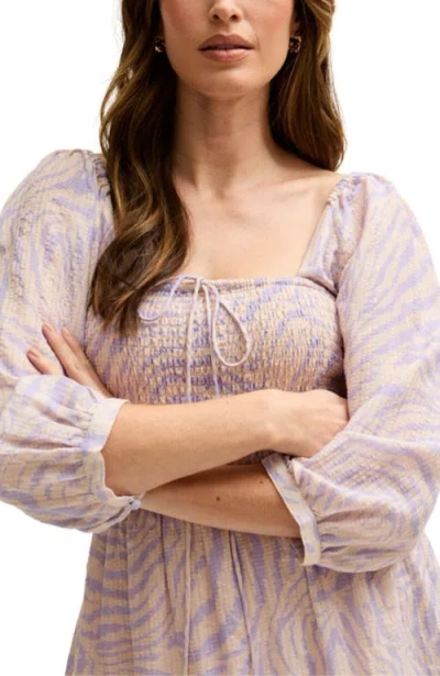 Lily And Lionel Lucy Shirred Bodice Banana Check Print Mini Dress In Pink