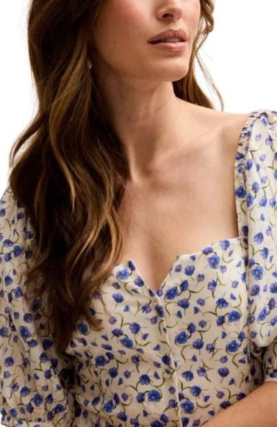 Lily And Lionel April Button Front Floral Print Midi Dress In Multi