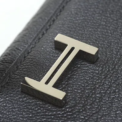 Pre-owned Hermes Bearn Black Chevre Leather Wallet (tri-fold) ()