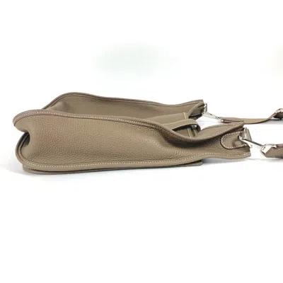 Pre-owned Hermes Beige Etoupe Gray Taurillon Clemence Leather Shoulder Bag ()