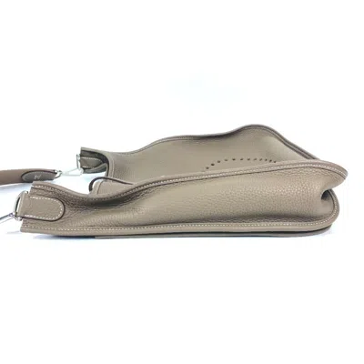 Pre-owned Hermes Beige Etoupe Gray Taurillon Clemence Leather Shoulder Bag ()
