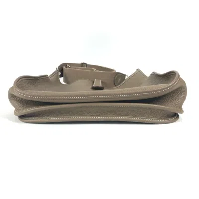 Pre-owned Hermes Beige Etoupe Gray Taurillon Clemence Leather Shoulder Bag ()