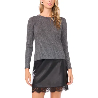 Vince Camuto Ribbed Melange Sweater In Gray