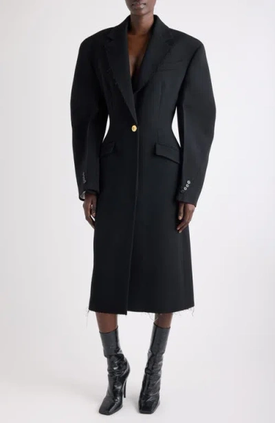 Givenchy Cocoon Fitted Coat In Wool In Black