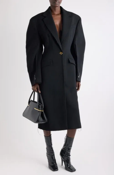 Givenchy Cocoon Fitted Coat In Wool In Black