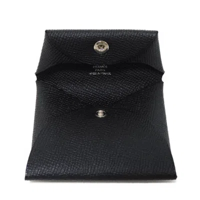 Pre-owned Hermes Black Epsom Leather Coin Purse/coin Case ()