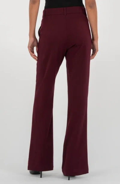 Kut From The Kloth Ana High Rise Flare Trouser In Raisin In Burgundy