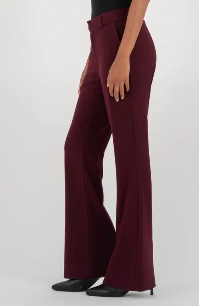 Kut From The Kloth Ana High Rise Flare Trouser In Raisin In Burgundy