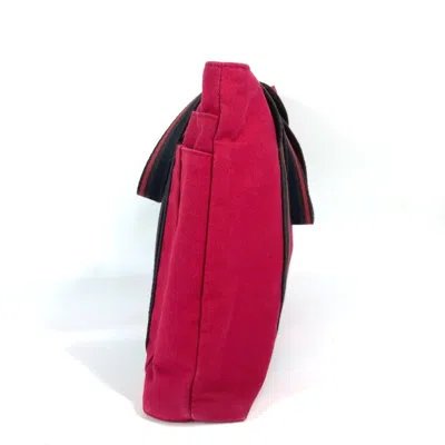 Pre-owned Hermes Black Red Color Canvas Shoulder Bag Tote Bag () In Multi