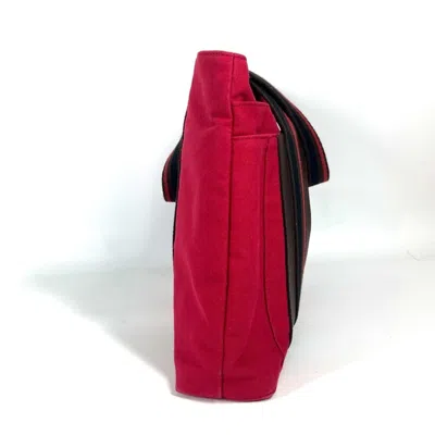 Pre-owned Hermes Black Red Color Canvas Shoulder Bag Tote Bag () In Multi