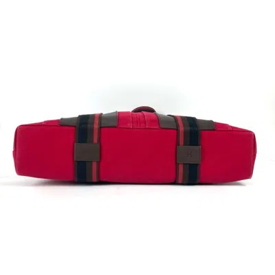 Pre-owned Hermes Black Red Color Canvas Shoulder Bag Tote Bag () In Multi