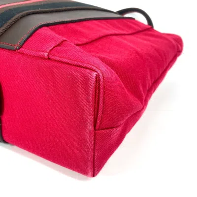 Pre-owned Hermes Black Red Color Canvas Shoulder Bag Tote Bag () In Multi