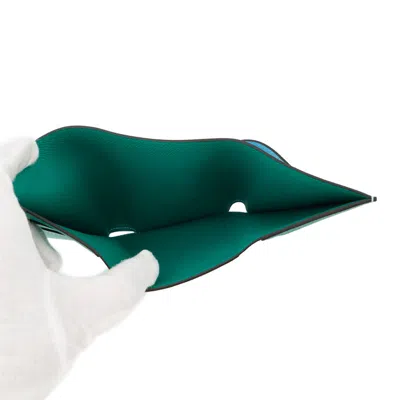 Pre-owned Hermes Blue Green Epsom Leather Wallet (tri-fold) () In Multi