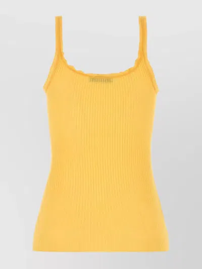 Prada Fitted Ribbed Tank Top With Scoop Neck In Yellow