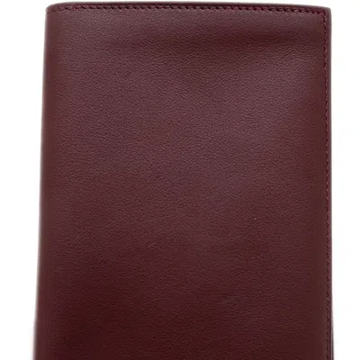Pre-owned Hermes Bordeaux Swift Leather Long Wallet (bi-fold) () In Burgundy