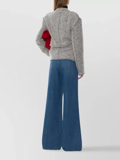 Alberta Ferretti High Waist Wide Leg Trousers With Pleats In Blue