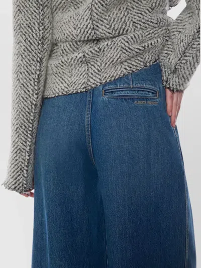 Alberta Ferretti High Waist Wide Leg Trousers With Pleats In Blue