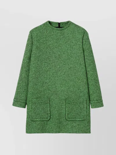 Gucci Textured Cotton Dress Featuring Patch Pockets In Green