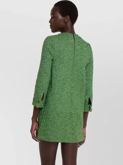 Gucci Textured Cotton Dress Featuring Patch Pockets In Green