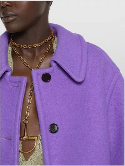 Gucci Women Compact Cashmere Wool Coat In Purple
