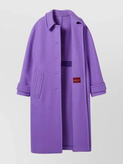 Gucci Women Compact Cashmere Wool Coat In Purple