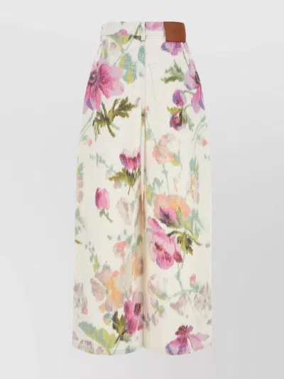 Loewe Floral Print Wide Leg Denim Trousers In Multi