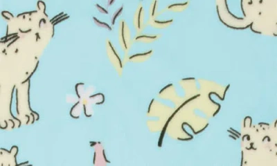 Munki Munki Kids' Jungle Kitties Fitted Two-piece Pajamas In Blue