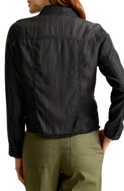 Tommy Bahama Fray Hem Chambray Crop Jacket In Black