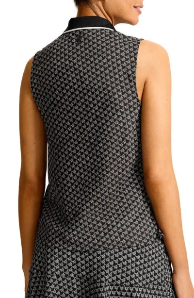 Tommy Bahama Abby Puerto Palms Half Zip Sleeveless Polo Top In Black