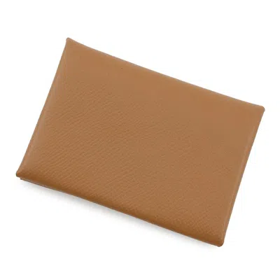 Pre-owned Hermes Gold Vert Epsom Leather Coin Purse/coin Case ()