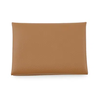 Pre-owned Hermes Gold Vert Epsom Leather Coin Purse/coin Case ()