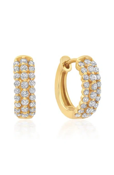 Crislu Triple Row Huggie Hoop Earrings In Gold