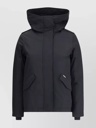 Woolrich Military Inspired Hooded Jacket In Black