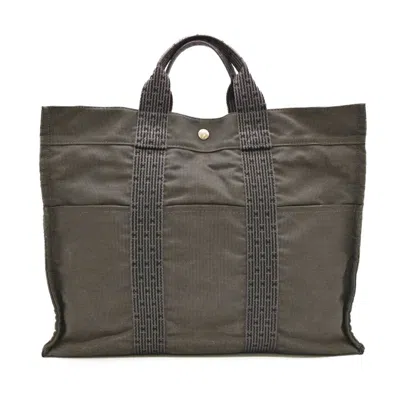 Pre-owned Hermes Gray Nylon Canvas Tote Bag ()