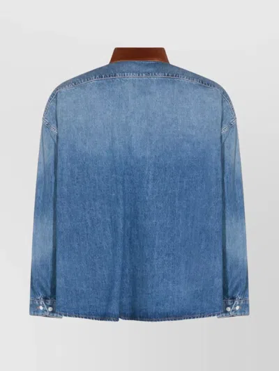 Marni Long Sleeve Shirt Contrast Collar In Blue