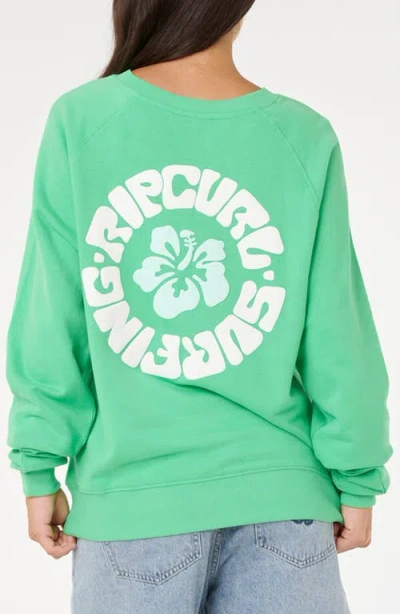 Rip Curl Luxe Surf Puff Logo Crewneck Sweatshirt In Green