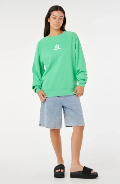 Rip Curl Luxe Surf Puff Logo Crewneck Sweatshirt In Green