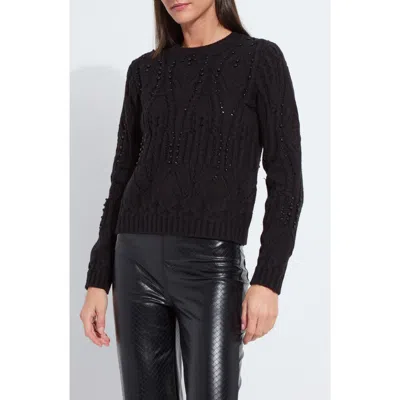 Lyssé Lysse Hadley Cozy Faux Pearl Embellished Sweater In Black