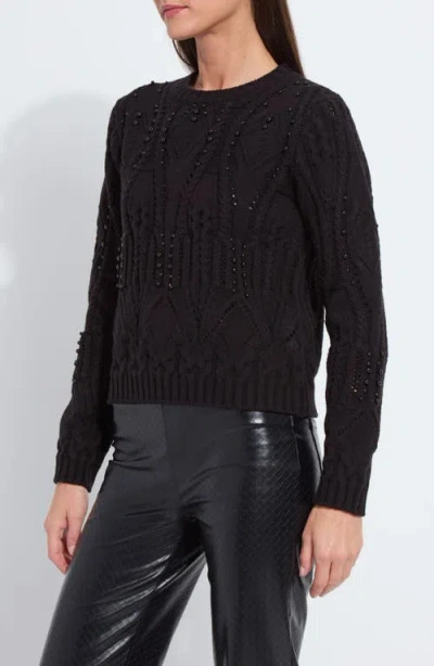 Lyssé Lysse Hadley Cozy Faux Pearl Embellished Sweater In Black