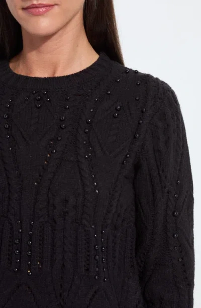 Lyssé Lysse Hadley Cozy Faux Pearl Embellished Sweater In Black