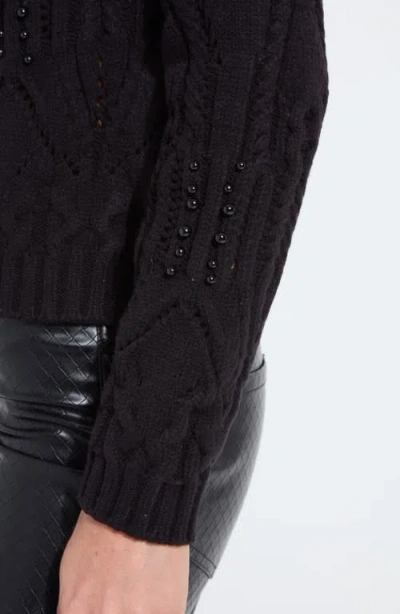 Lyssé Lysse Hadley Cozy Faux Pearl Embellished Sweater In Black
