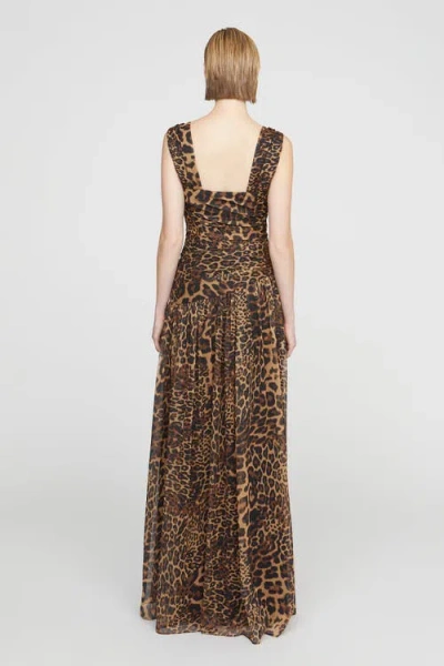 Halston Claudia Chiffon Gown In Brown