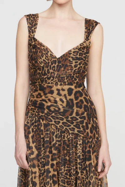 Halston Claudia Chiffon Gown In Brown