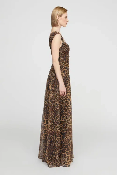 Halston Claudia Chiffon Gown In Brown