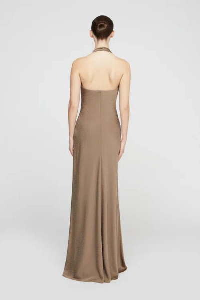 Halston Sid Satin Gown In Brown