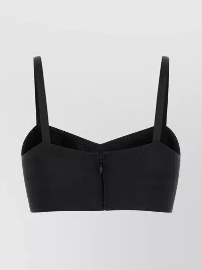 Prada Satin Crop-top Adjustable Straps In Black