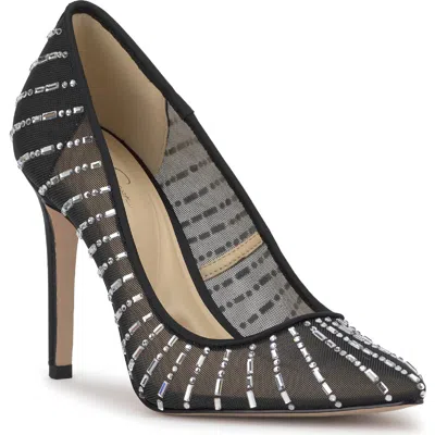 Jessica Simpson Women's Piviano Rhinestone Mesh Pumps In Black